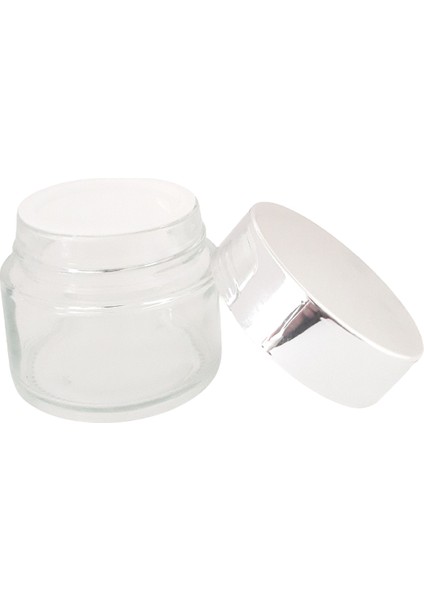 Krem Kavanozu 100 ml (3 Adet) Şeffaf Gri Kapaklı Kutu