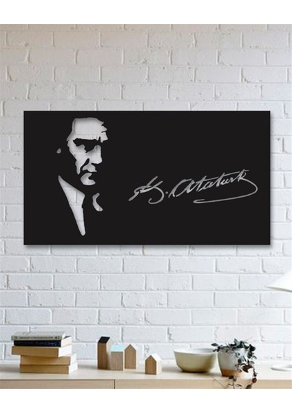 Atatürk ve Atatürk Imzası Tasarımlı Dekoratif Tablo