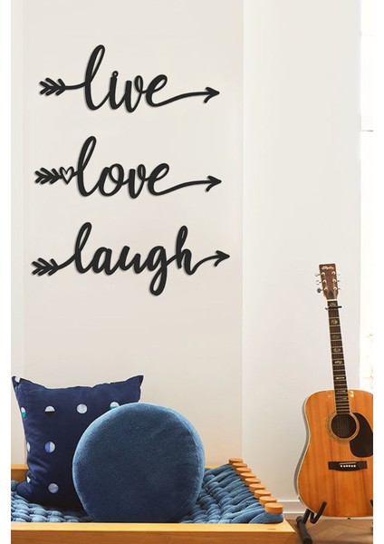 Live Laugh Love 3lü Set Ahşap Duvar Dekoru