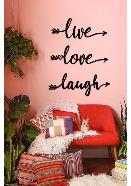 Live Laugh Love 3lü Set Ahşap Duvar Dekoru