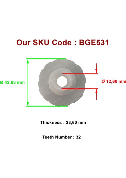 BGE531 VW Passat Yeni Modeller İçin Cam Tamir Motor İç Dişlisi 32-Diş