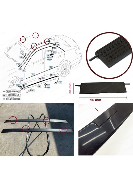 BSR555 Mercedes E W212 İçin Tavan Oluk Çıtası Port Bagaj Kapağı 2126902882 96*30 mm fiyatları