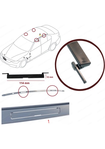 BSR564 BMW 3 F30 F31 F34 F35 İçin Tavan Oluk Çıta Port Kapağı 115*12 mm 51137312617