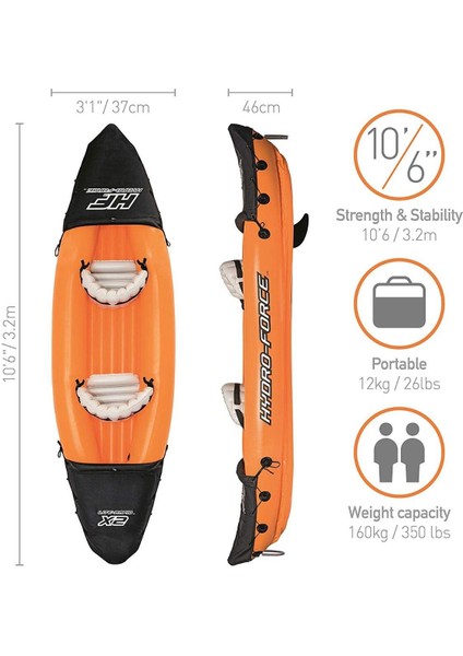 Bestway Hydro Force Lite-Rapid 2 Kişilik Kayak Kano 3.21*88CM 160Kg