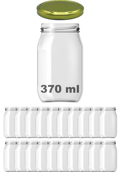 370 cc Kavanoz Metal Gold Konserve Kapaklı 370 ml Şeffaf Cam Kavanoz 20 Adet