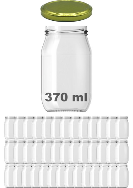 370 cc Kavanoz Metal Gold Konserve Kapaklı 370 ml Şeffaf Cam Kavanoz 40 Adet