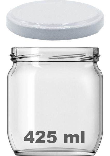 425 cc Kavanoz Metal Beyaz Konserve Kapaklı 425 ml Şeffaf Cam Kavanoz 1 Adet