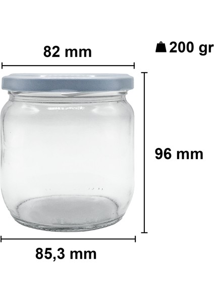 425 cc Kavanoz Metal Beyaz Konserve Kapaklı 425 ml Şeffaf Cam Kavanoz 1 Adet