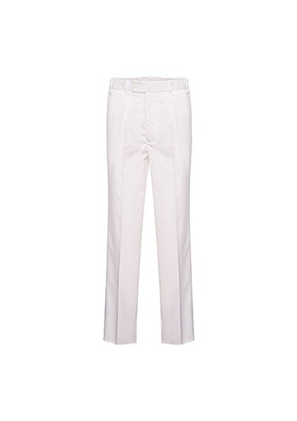 Beyaz Iş Pantolonu Erkek Yandan Lastikli