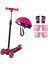 3 Yaş Üstü Pembe Twist Işıklı Scooter Kask Setii 1