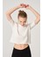 Ekru Modal Crop Basic T-Shirt 1