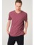 Erkek Basic Bordo Pamuk V Yaka T-Shirt 1