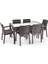 Rattan Plastik Oturma Grubu (90X150 Camlı Masa + 6 Rattan Koltuk) Rattan Sehpa Hediyeli 1