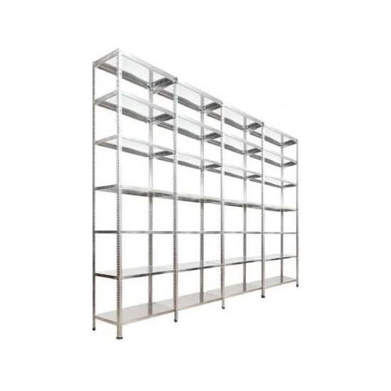 Rafburada 7 Katlı 4'lü Bitişik Galvaniz Çelik Raf.depo,dosya Raf 1.00 MM-59X75-200CM