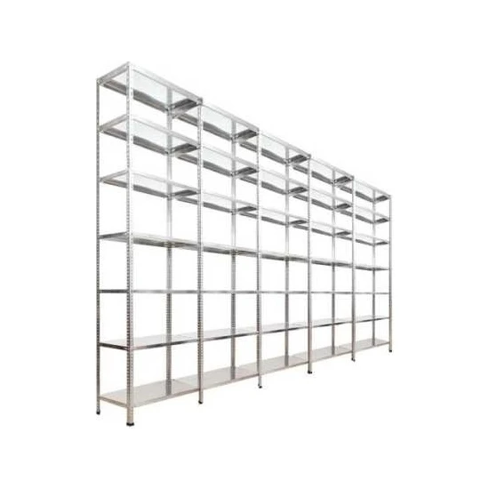 Rafburada 7 Katlı 5'li Bitişik Galvaniz Çelik Raf.depo,dosya Raf 0.70 MM-31X93-200CM