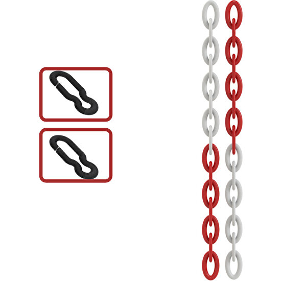Zeplin Plastik Zincir - Trafik Zinciri  Kırmızı Beyaz 6mm x 25 mt