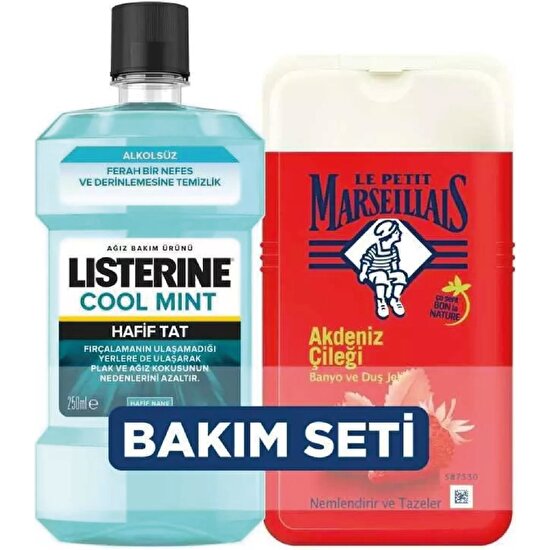 Listerine Duş Jeli Akdeniz Çileği 250 ml +Listerine Cool Mint 250 ml