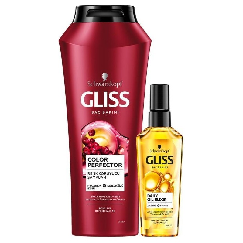 Gliss Color Perfector Renk Koruyucu Şampuan 500 Ml+Gliss Ultimate Oil Elixir Yağ İksiri 75Ml