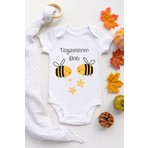 Limon Kız Bebek Beyaz Teyzesinin Balı Desenli Kısa Kol Body