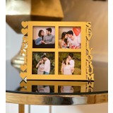 Giftmoda Seni Seviyorum 4 Fotoğraf Standlı Mdf Çerçeve Gold
