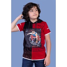 Toontoy Kids Toontoy Erkek Çocuk Garni Detaylı Kapüşonlu Baskılı Tişört