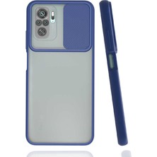 Kzy Xiaomi Redmi Note 10 Kapak Lensi Açılır Kapanır Kamera Korumalı Silikon Kılıf - Lacivert