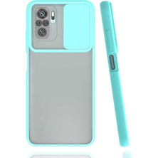 Kzy Xiaomi Redmi Note 10 Kapak Lensi Açılır Kapanır Kamera Korumalı Silikon Kılıf - Turkuaz