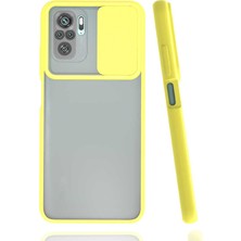 Kzy Xiaomi Redmi Note 10S Kapak Lensi Açılır Kapanır Kamera Korumalı Silikon Kılıf - Sarı