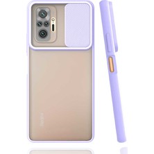 Kzy Xiaomi Redmi Note 10 Pro Kapak Lensi Açılır Kapanır Kamera Korumalı Silikon Kılıf - Lila