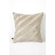 Hamur Bohem Özel Tasarım Punch Panç Desen Kare Dekoratif Kırlent Kılıfı Zigzag Natural