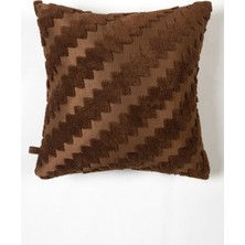 Hamur Bohem Özel Tasarım Punch Panç Desen Kare Dekoratif Kırlent Kılıfı Zigzag Taba