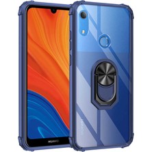 Case 4U Huawei Y6S 2019 Kılıf Armor Serisi Manyetik Yüzüklü Renkli Köşe Korumalı Şeffaf Silikon Mola Lacivert