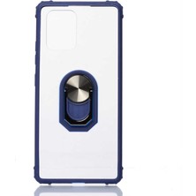 Case 4U Samsung Galaxy A71 Uyumlu Kılıf Armor Serisi Manyetik Yüzüklü Renkli Köşe Korumalı Şeffaf Silikon Mola Lacivert
