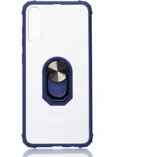Case 4U Samsung Galaxy A70 Uyumlu Kılıf Armor Serisi Manyetik Yüzüklü Renkli Köşe Korumalı Şeffaf Silikon Mola Lacivert