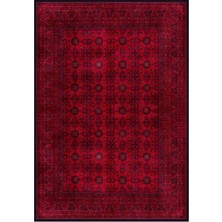 Çam Halı Gloria TD410 Bordo Afgan Desen Dokuma Saçaklı Kilim