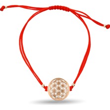 Tek Tarzım Takı Yaşam Çiçeği Makrome Ipli Gümüş Bileklik