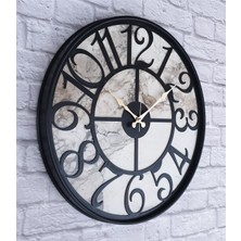 Markakanvas Siyah Metal Kasalı Mermer Desenli  Duvar Saati  ( Çap 50 cm -Çap 80 cm )