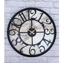 Markakanvas Siyah Metal Kasalı Mermer Desenli  Duvar Saati  ( Çap 50 cm -Çap 80 cm )