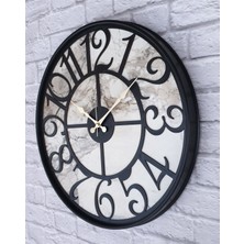 Markakanvas Siyah Metal Kasalı Mermer Desenli  Duvar Saati  ( Çap 50 cm -Çap 80 cm )