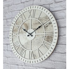 Markakanvas Mermer Desenli  Duvar Saati  Çap 50 Cm-Çap 80 cm