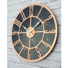 Markakanvas Mermer Desenli  Duvar Saati  Çap 50 Cm-Çap 80 cm