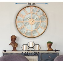 Markakanvasaltın(Gold) Renkli  Metal Kasalı Mermer Desenli  Duvar Saati  ( Çap 50 cm -Çap 80 cm )