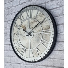 Markakanvas Siyah Metal Kasalı Mermer Desenli  Duvar Saati  ( Çap 50 cm -Çap 80 cm )