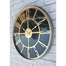 Markakanvas Gri  Metal Kasalı Mermer Desenli  Duvar Saati  ( Çap 50 cm -Çap 80 cm )