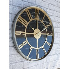 Markakanvas Gri  Metal Kasalı Mermer Desenli  Duvar Saati  ( Çap 50 cm -Çap 80 cm )