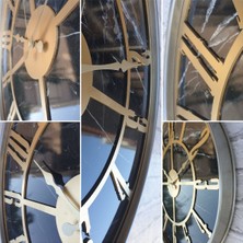 Markakanvas Gri  Metal Kasalı Mermer Desenli  Duvar Saati  ( Çap 50 cm -Çap 80 cm )