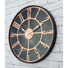 Markakanvas Siyah Metal Kasalı Mermer Desenli  Duvar Saati  ( Çap 50 cm -Çap 80 cm )