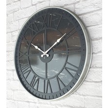 Markakanvas Gri  Metal Kasalı Mermer Desenli  Duvar Saati  ( Çap 50 cm -Çap 80 cm )