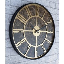 Markakanvas Siyah Metal Kasalı Mermer Desenli  Duvar Saati  ( Çap 50 cm -Çap 80 cm )