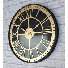 Markakanvas Siyah Metal Kasalı Mermer Desenli  Duvar Saati  ( Çap 50 cm -Çap 80 cm )